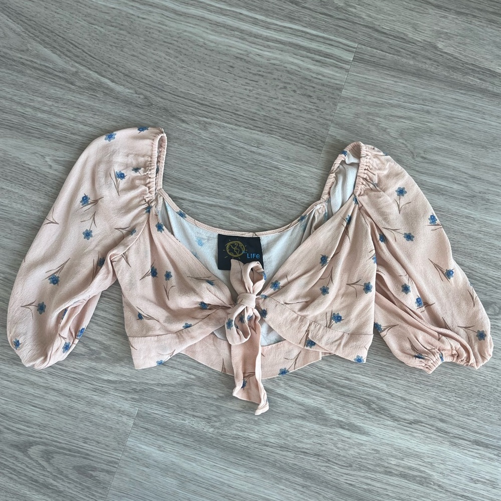 Blue Life pink tie crop top